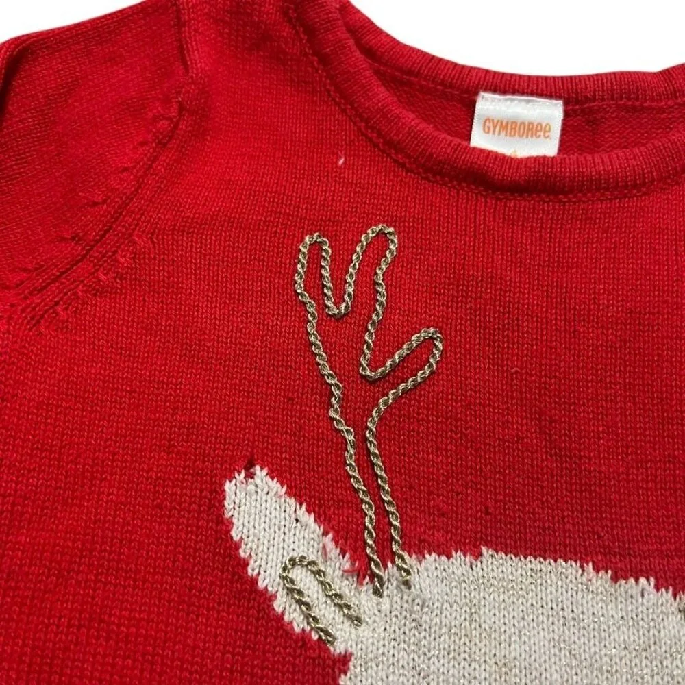 Gymboree 4Y Red Christmas Reindeer Sweater Dress
